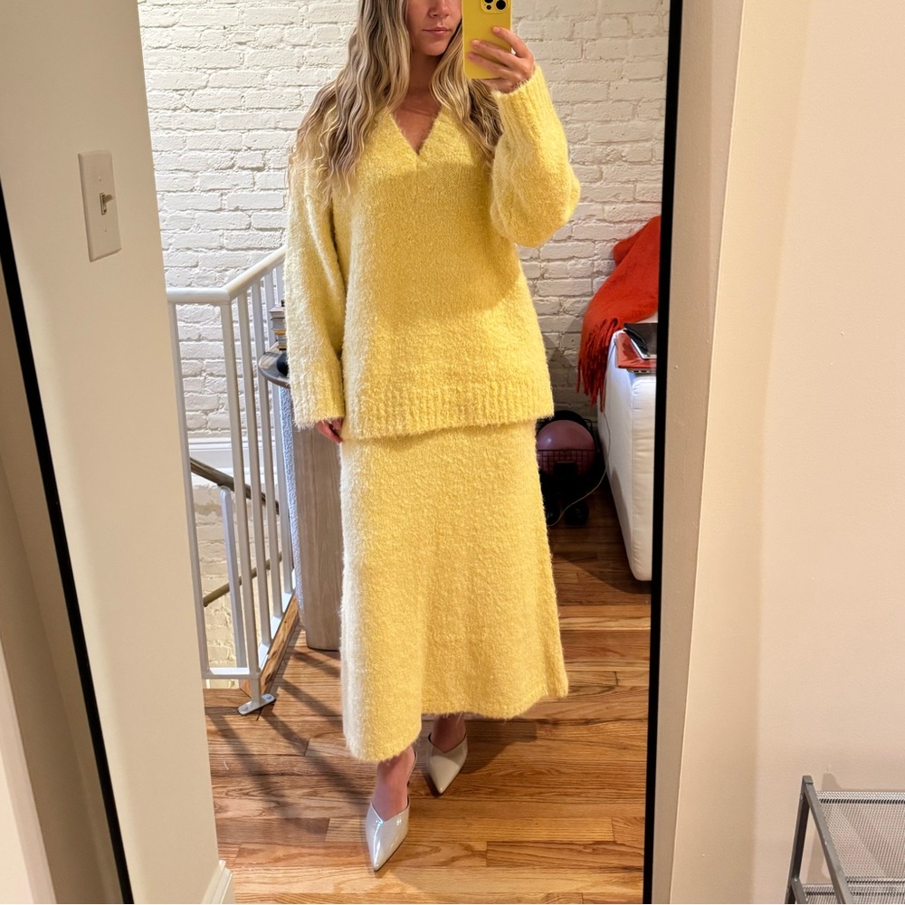 Topshop Yellow Knit Sweater and Skirt Set